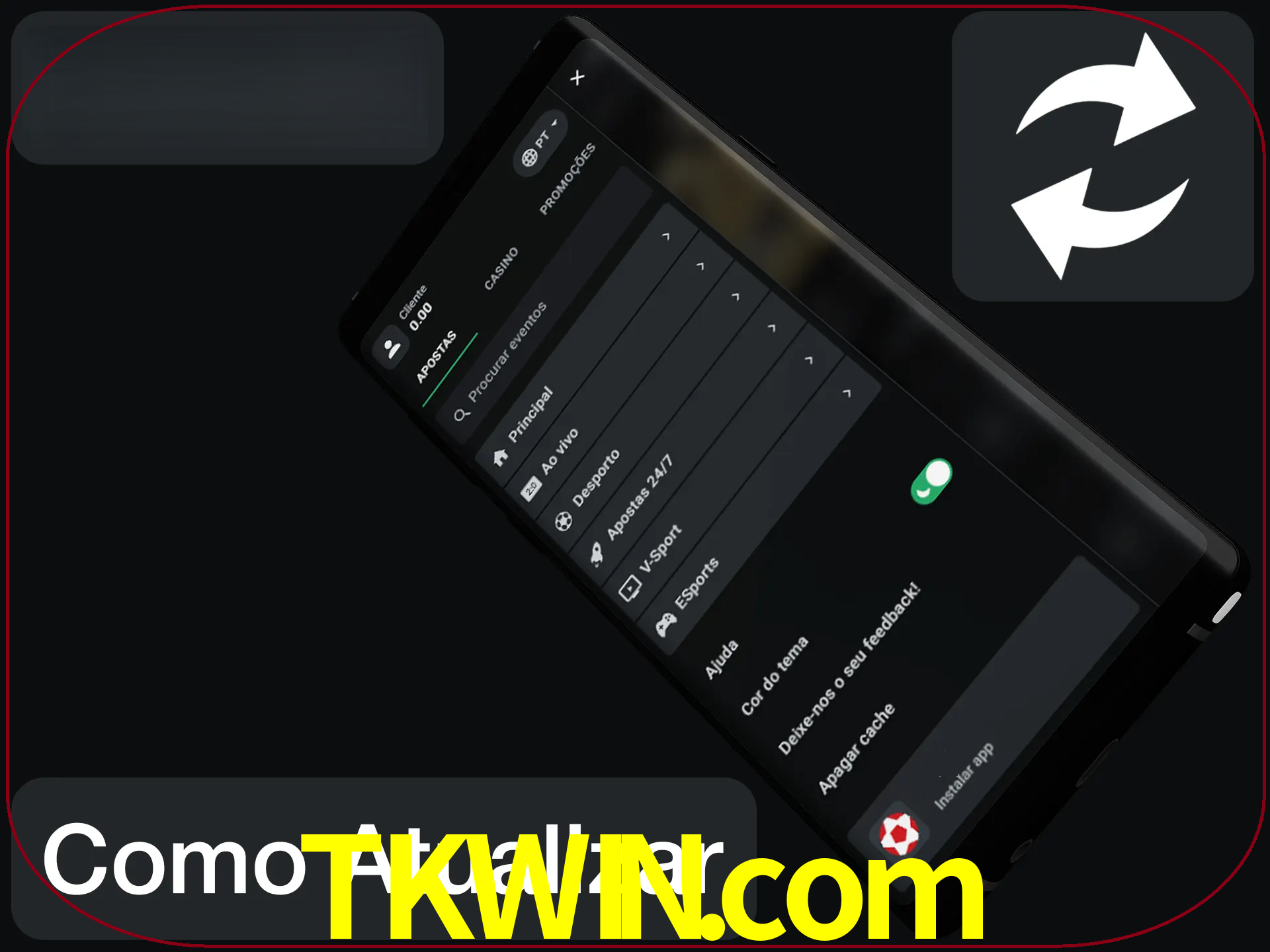 O aplicativo é atualizado automaticamente quando você faz o login.