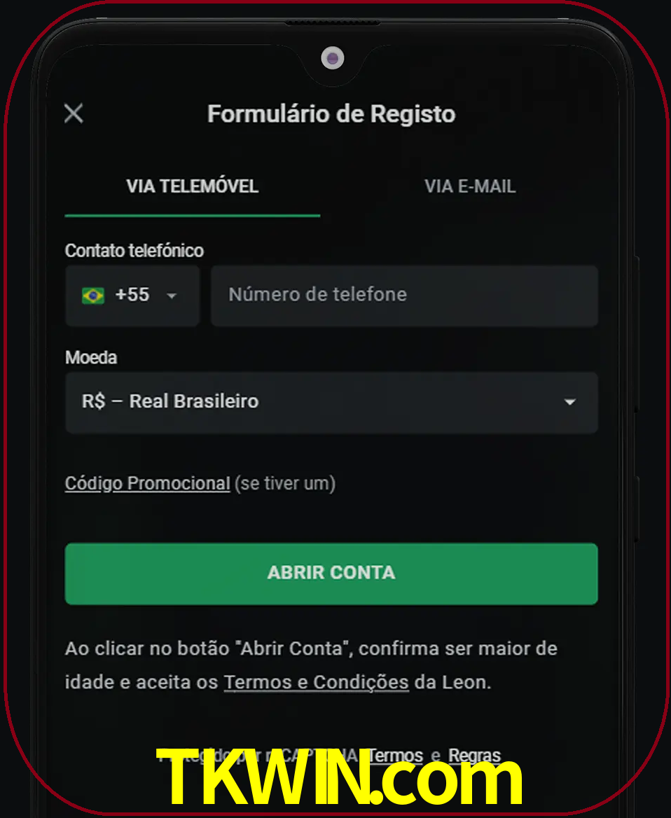 Abra o aplicativo e inicie o processo de registro.