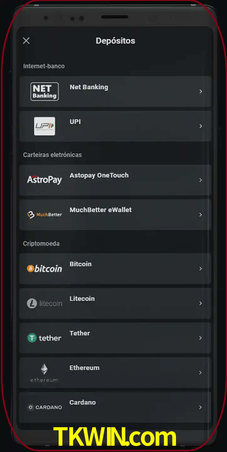 Você pode usar métodos alternativos de depósito.