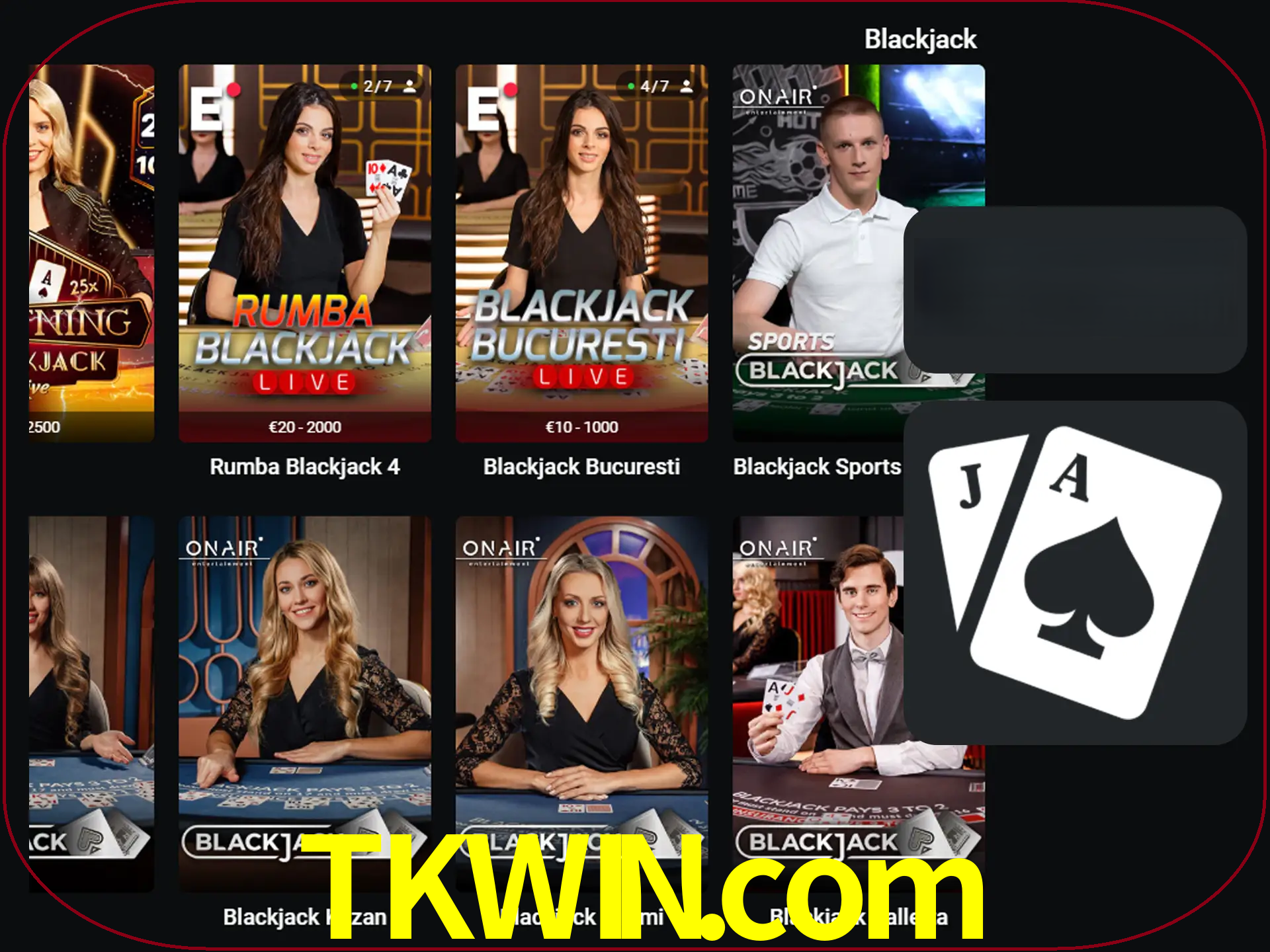 Escolha uma mesa completa de jogadores de blackjack.